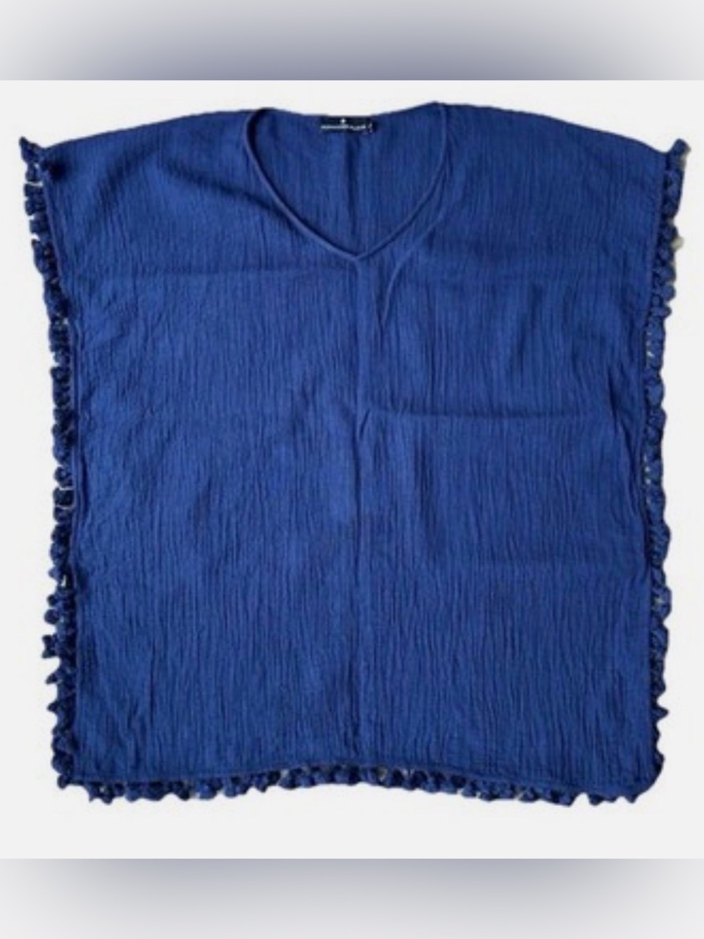 Pomander Place Navy Textured V-Neck Top